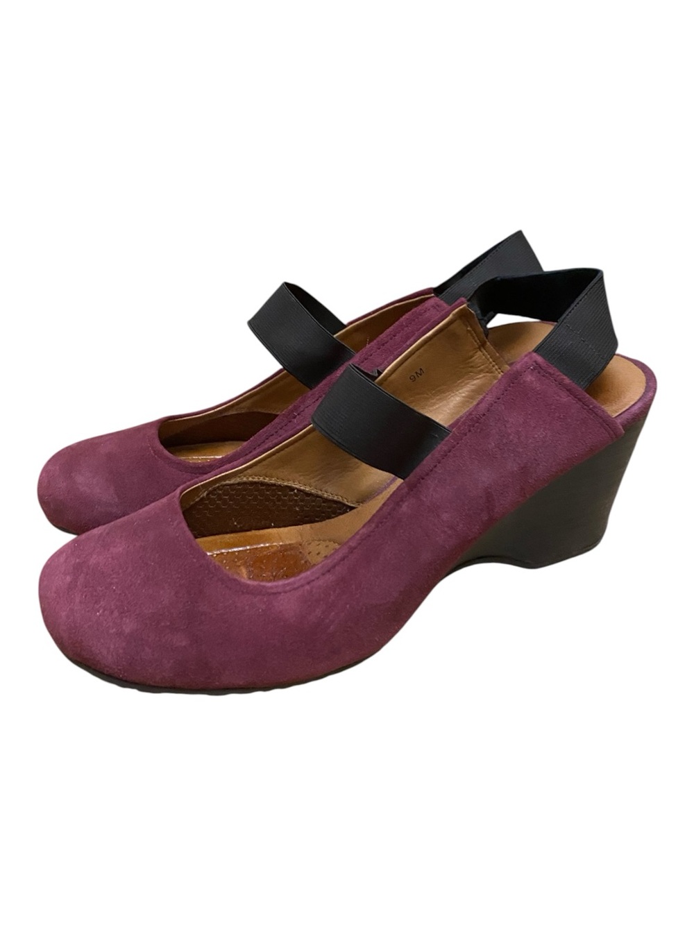 Gentle Souls Kenneth Cole Purple Suede Slingback Ridge Wedge Heels